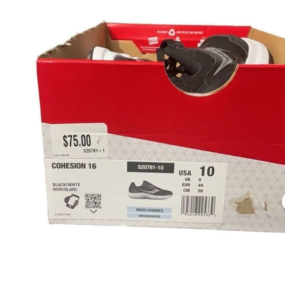 Saucony Mens Mesh Sneakers Black White  Cohesion 16 Versarun Size 10  S20781 NEW - Picture 10 of 10